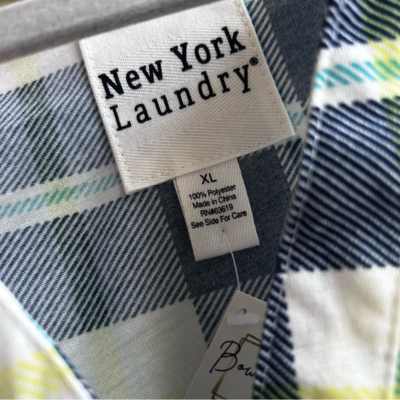 New York Laundry Sleeveless Plaid top with Ruching, Women's XL - Picture 5 of 7